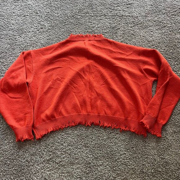 Bare Knuckles Cropped Cashmere Wool Sweater Burnt Orange Men’s Size Large L - Picture 2 of 7